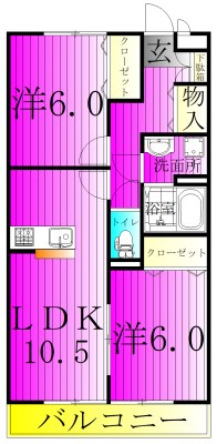 コリーヌ・アン 303号室 間取り