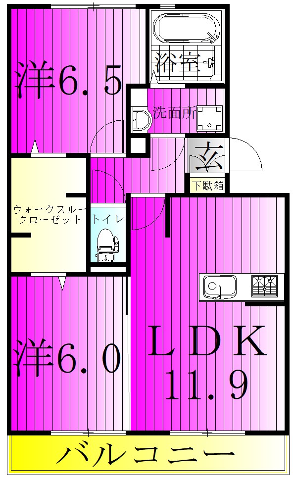 オ・ソレイユABIKO 202号室 間取り