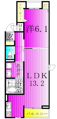 EAST　Ⅳ 201号室 間取り