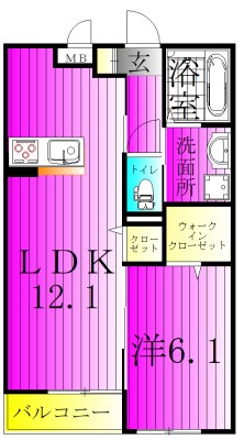 EAST　Ⅳ 102号室 間取り