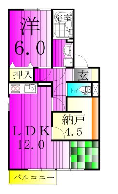 ピュアタウン南逆井Ｃ 102号室 間取り