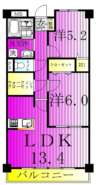 シャルマンフラットリヴァーⅡ 206号室 間取り