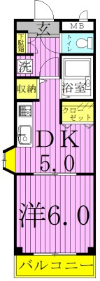 シャンドフルールⅡ 105号室 間取り