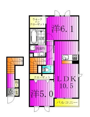 クレアⅡ 202号室 間取り
