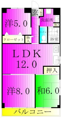 木崎台マンション 401号室 間取り