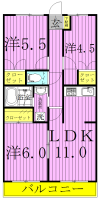 ファミール新柏 102号室 間取り