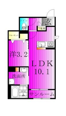 ウィステリア　ガーデン 103号室 間取り