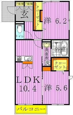 アリエッタ 201号室 間取り
