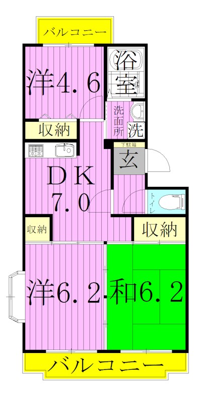 レグルス松戸A棟 204号室 間取り