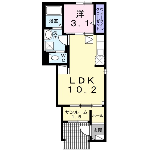 サニーホームⅡ 102号室 間取り