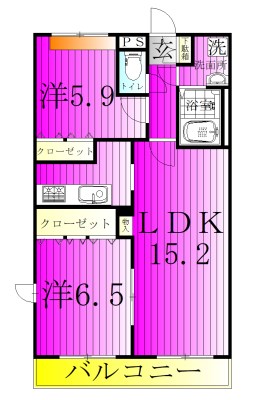 Sun Forest　～サンフォレスト～ 206号室 間取り