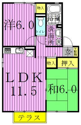 セジュールＭＴ　Ⅲ 102号室 間取り