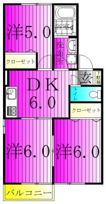 グリーンヒルズ中峠台 D 105号室 間取り