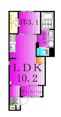 ルピナス 101号室 間取り