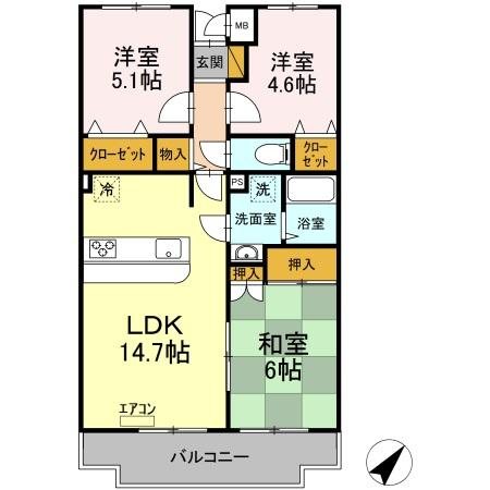 ビューパークヤマモ 302号室 間取り