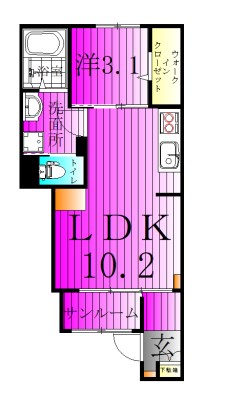 ルピナス 103号室 間取り