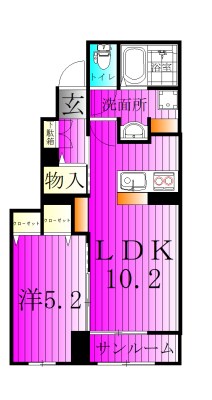 ノーブルＭ 102号室 間取り
