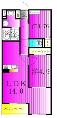 ベル フルール 303号室 間取り