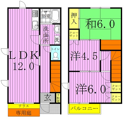 メゾネットプラザ南柏7号棟 7-2号室 間取り
