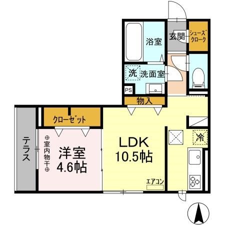 アベニール 102号室 間取り