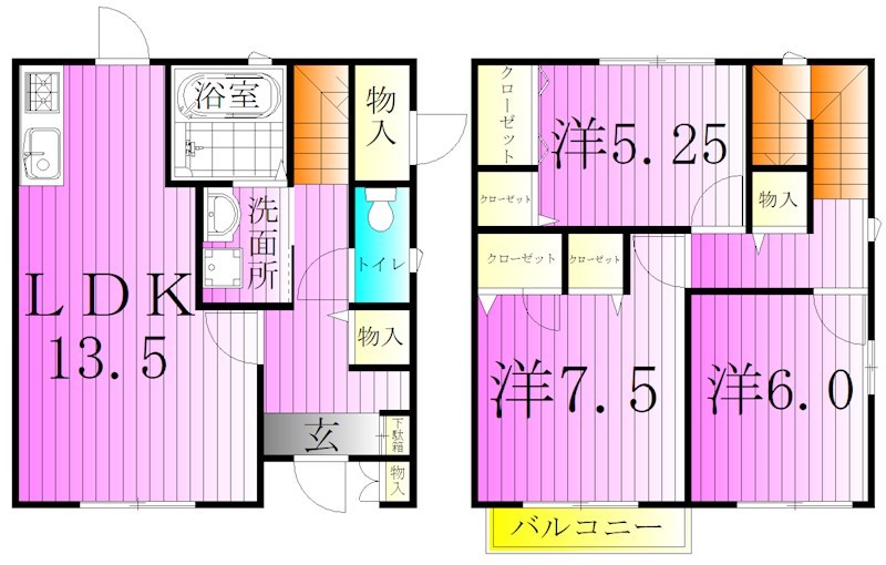 グレイスフル竹の塚B 間取り図