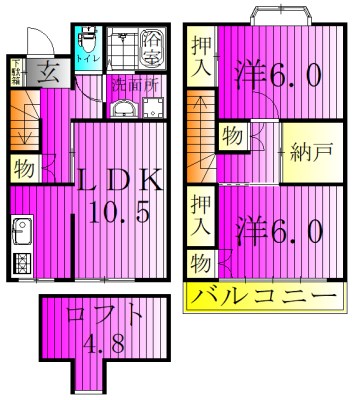 メープルタウン・イーストⅢ 6号室 間取り