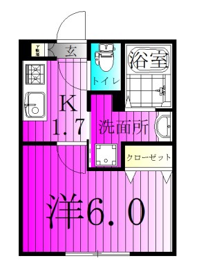 アリロッセ新鎌ヶ谷 102号室 間取り