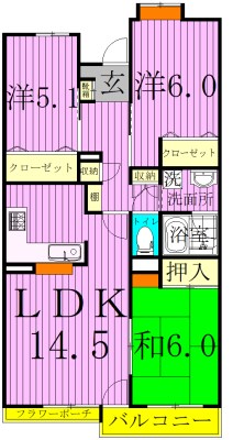 ISM南柏 308号室 間取り