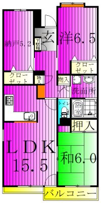 ISM南柏 308号室 間取り