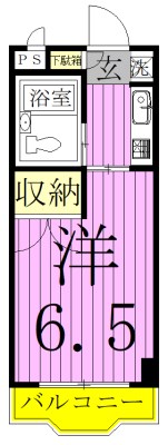 モンシャトー松戸Ⅱ 105号室 間取り