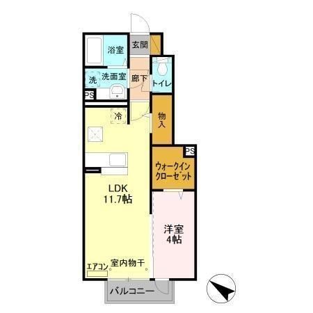 プレジールヤストシ 106号室 間取り