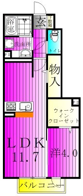 プレジールヤストシ 106号室 間取り