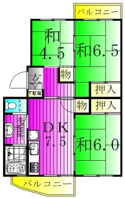 カーム北柏 102号室 間取り