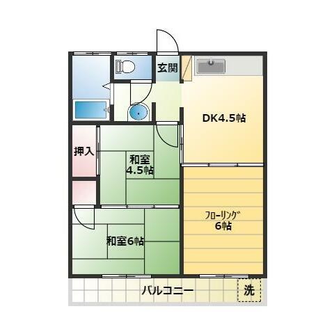 南台ハイツ 306号室 間取り