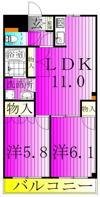 セントラルハイツⅡ 106号室 間取り