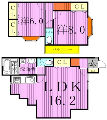 テラスアゼリア Ｂ号室 間取り