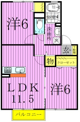 クレセントⅡ 201号室 間取り