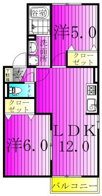 ピュアタウン南逆井B 201号室 間取り