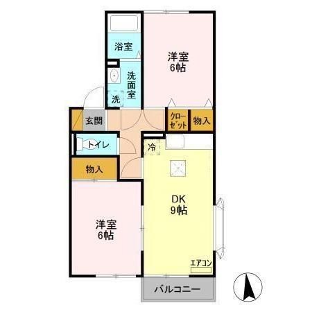 セジュール御堂の上 A101号室 間取り