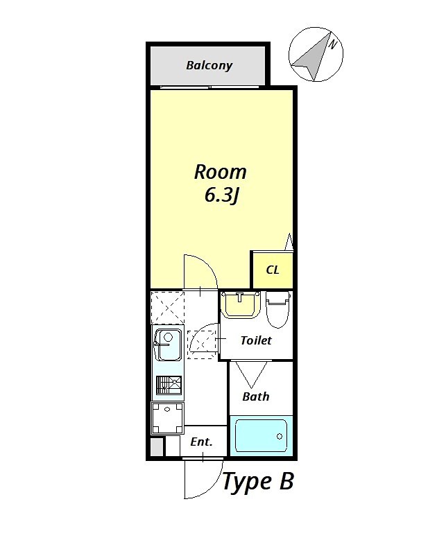 Ｅａｓｔ　Ｆｌａｔ　松戸  202号室 間取り