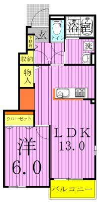 ル・レーヴⅡ  102号室 間取り