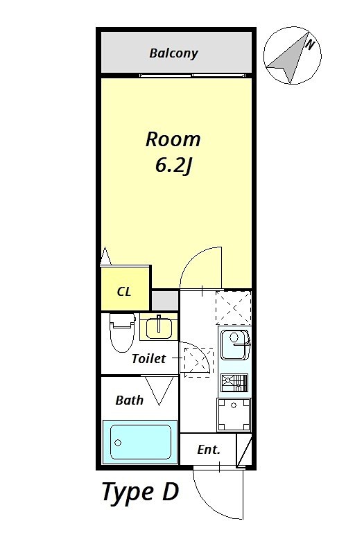 Ｅａｓｔ　Ｆｌａｔ　松戸  104号室 間取り