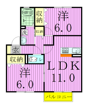 プリモ西白井Ｂ 202号室 間取り