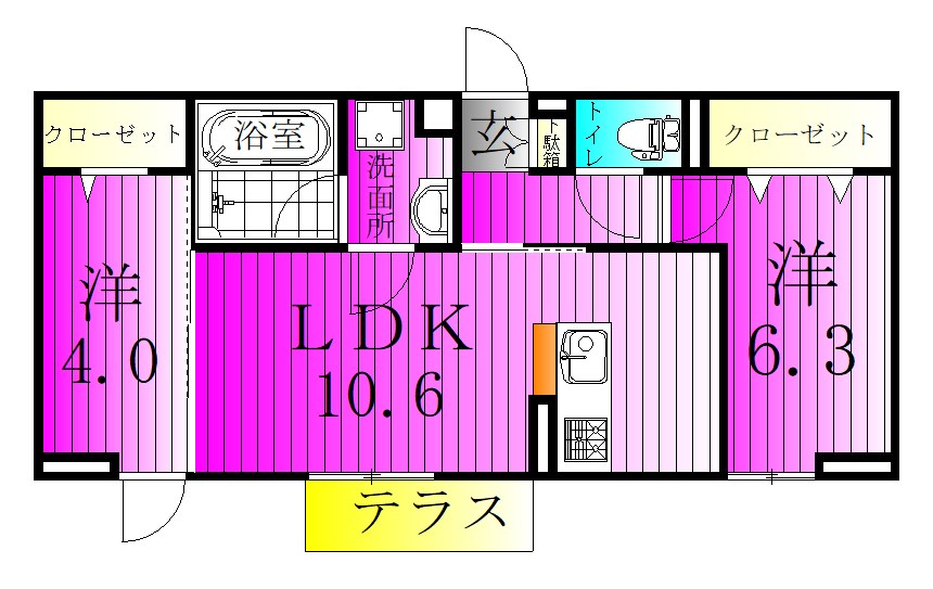 フルール 102号室 間取り
