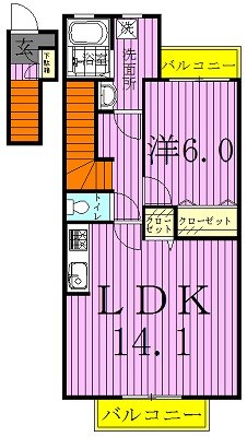 レカンドコリーヌ 206号室 間取り