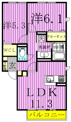 プリマベーラⅡ 102号室 間取り