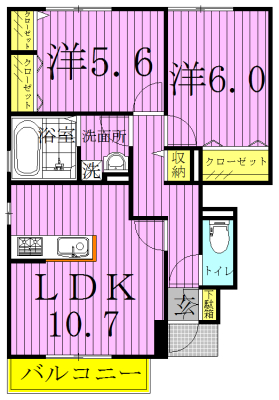 メゾンセレッソ　Ⅲ 101号室 間取り
