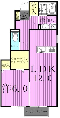 クレールルピナスC  101号室 間取り