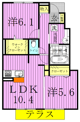 カームベリーＣ 102号室 間取り