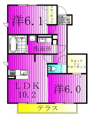 カームベリーＣ 103号室 間取り